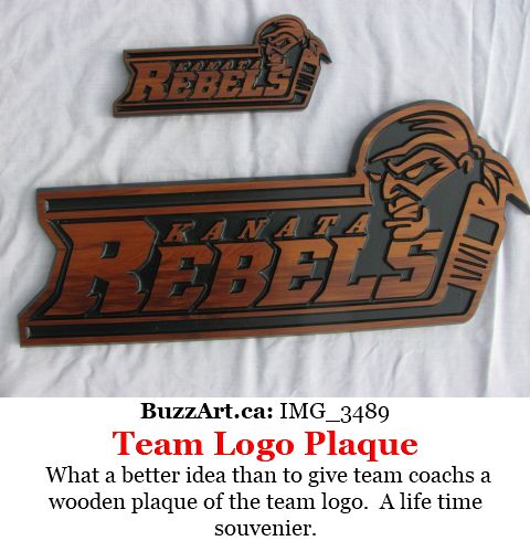 Wood sign hockey team logo - Kanata Rebels